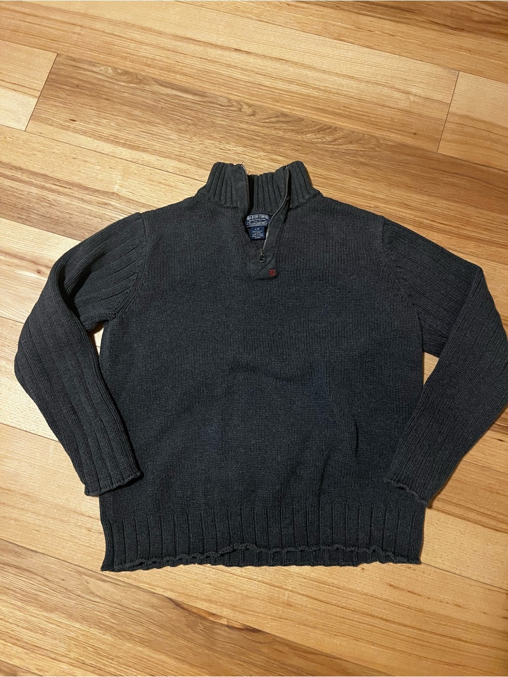 Vintage Quarter-Zip Men's Sweater in Charcoal Gray